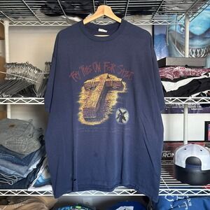 Vintage 90s Jesus Navy Blue Graphic T Shirt Cross Religious Size XL